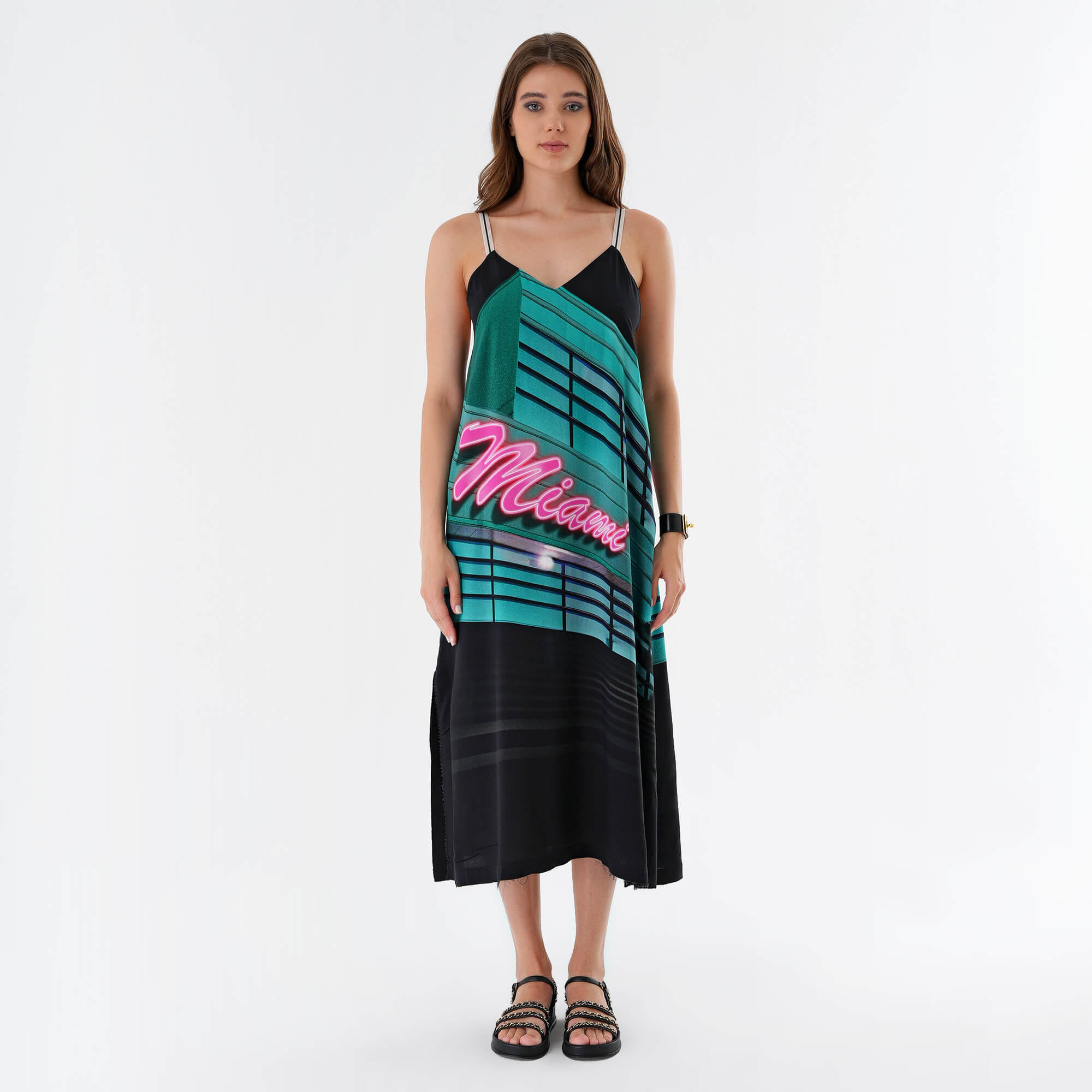 Palm Angels - Miami Graphic Print Midi Dress IT40